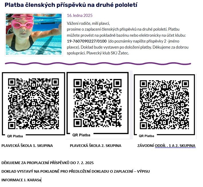 Platba členských příspěvků na druhé pololetí - titulní fotka